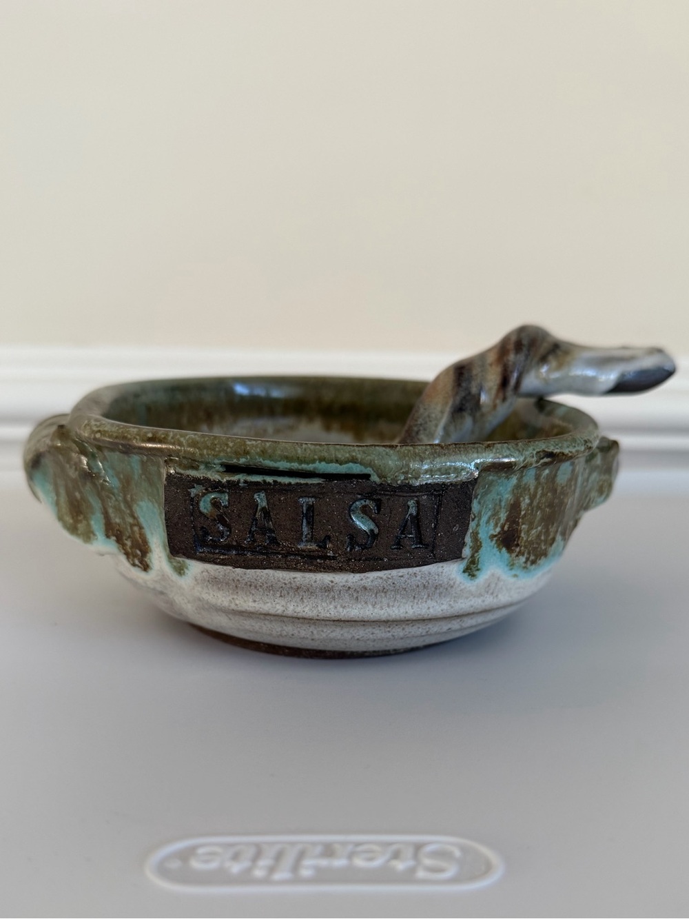 Handmade Clay Salsa Bowl and Matching Spoon
